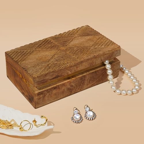 Ajuny Coffret à Bijoux en Bois sculpté à la main Élégant Souvenirs Vintage pour homme Femmes boîte à souvenirs décoratifs boîte idéale. - Image 6