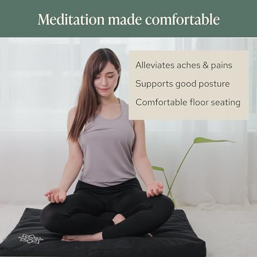 Mindful & moderne Zabuton Tapis de Méditation - Coussin de Yoga et de Méditation Rempli de Coton - Coussin de Méditation Zabuton pour Soutien à Genoux et Assise - Grand Coussin rectangulaire pour banc - Image 2