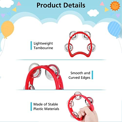 Miahart 32 Pack Tambourin à Main de Noël Makers de bruit Tambourin 4 Cloche Tambourin à Main en plastique coloré de rythme musical pour adultes Enfants Décoration de Fête de Noël Faveurs - Image 3