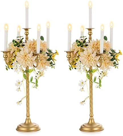 Nuptio Center de Table Chandeliers ou 5 bougies: 71cm set de 2 lustres de Sol Hauts, lustres en Métal Rétro pour la Maison Mariage Noël Halloween anniversaire