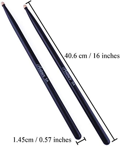 Antner lot de 3 paires de baguettes classiques en érable avec pointe en bois pour étudiant et adulte noir - Image 2