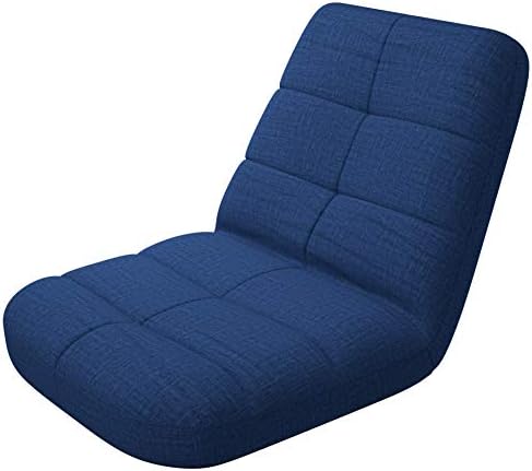 Bonvivo Easy Lounge Coussin de Sol AVEC Dossier, Fauteuil de Sol Rembourré et Réglable, chaise de Méditation Pleine pour Bureau et Bureau, Siège de Sol Avec Dossier Pratique, Bleu OU Gris