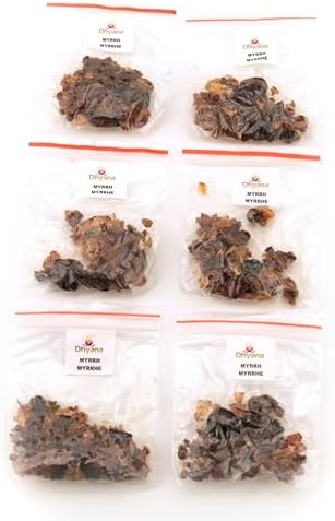 Dhyana Résine d'Encens - 6 Sachets de 16G - ENCENS NATUREL PURIFICATEUR - Origine Inde - Total 100g (Myrrhe)