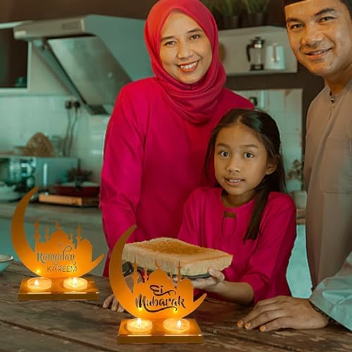 Qunkun Bougeoir, Décoration Ramadan Eid Mubarak, Lampe Diy Ramadan, Décor Eid Mubarak, Décoration de Table Eid Mubarak, Décoration Ramadan, Bougeoir Ramadan pour Cadeau Decoration de Musulm - Image 6
