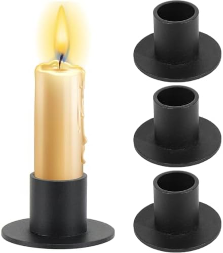4 PIÈCES BOUGEOIR DE MÉTAL BOUGEOIRS NOIRS, 2 CM DE DIAMÈTRE CHANDELIER Vintage, décoration de table pour Noël