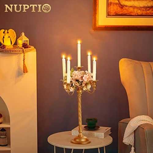 Nuptio Chandelier ou 53 cm: 2 pièces Chandelier Sur Pied Pour Centre de table, 5 Bras Chandeliers Vintage pour décoration de Cheminée de Réception de Mariage Fêtes de Noël - Image 7