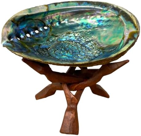 Nessastores lot de 6 trépieds en bois sculpté à la main lecteur de la décoration de chambre, soutien de boule de Cristal, soutien de Roche, soutien de vase couché coquille d'ormeau, bol décoratif, sphère ou - Image 4