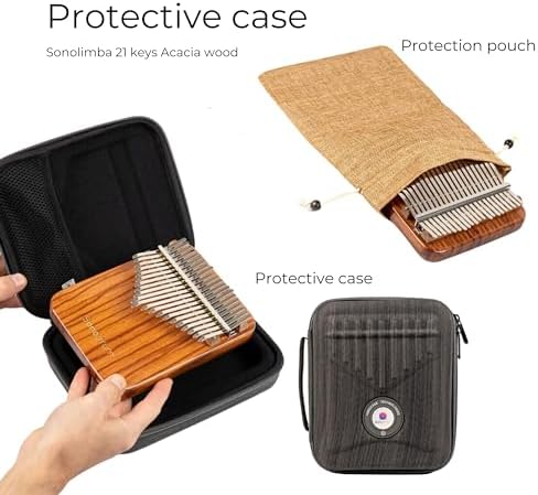 Sonodrum Kalimba Avec 21 Clés - Piano à Pouces en Bois d'Acacia de Haute Qualité. Piano portable Avec Pochette et Livre de Chansons. Instrument de musique. Percussion à main couler enfant ou adulte - Image 5