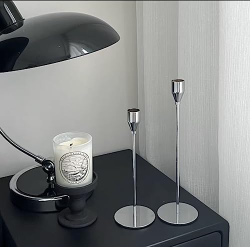 Lot de 6 bougeères coniques en argent candélabre pour bougies de 3/4 ", bougeères décoratives pour chimière, mariage, dîner aux chandelles, fête d'Aniversaire, décoration de table - Image 5