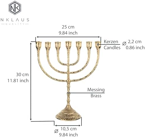 Nklaus Chandelier 7 Hauteur 30cm pour bougies jusqu'à Ø 2cm Grand lustre lustre en laiton dore brillant 2880 - Image 2