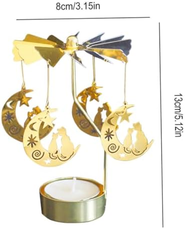 Bougeères rotatifs bougeoir rotatif bougeoir carroussel spinner chat Sur lune bougeoir rotatif pour bougie chauffe-plate pour la décoration de mariage de Noël - Image 7