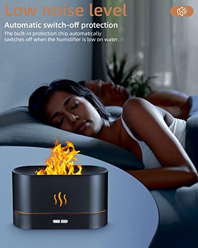 BIRSHE DIFFUSEUR D'HULILES Essentielles, 180ml 7 CouleUrs Avec Effet Flamme, Silencieux Humidificator Aromathérapie pour Bureau Yoga, Arête Automatique Sans Eau - Image 6