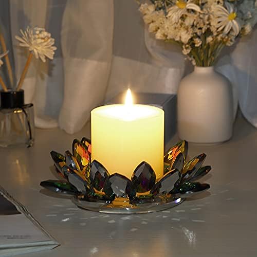 Sumtree Bougeoir en Verre Fleur de Lotus Chandelier Support de Bougie pour bougie Votive ou Pilier Diamère de Bougie 7,5cm (Grand, multicolore) - Image 6
