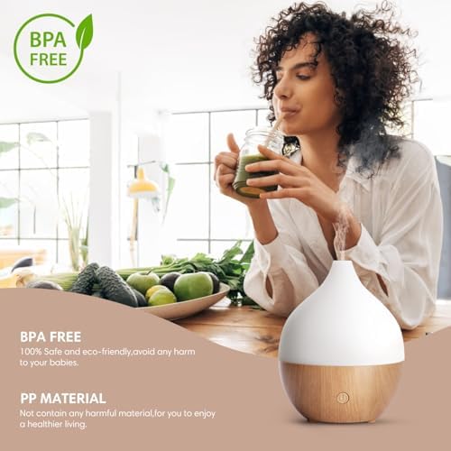 Salking Difffuseur d'Huile Essentiellle, 100 ml Ultrasonique Diffuseur Huiles Essentielles Electrique, Humidificator D'Air Avec Lumière Chaude Arrêt Automatique pour chambre, yoga, massage, paquet de 2 - Image 6