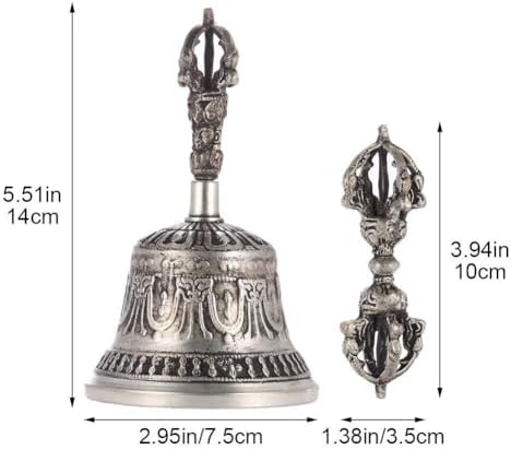 Cloche et Ensemble de Dorje pour la méditation Bouddhiste Tibéaine, Cloche en Laiton Antique Religieuse Faite à la Main, Cloche de Prière Vajra Dorje pour la méditation et yoga. - Image 2