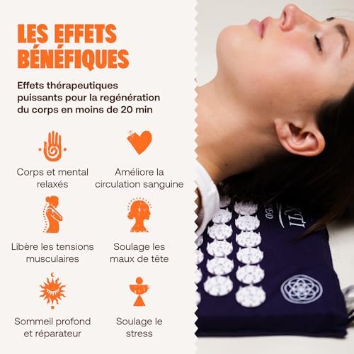 Shaktimat (l'original) Tapis Acupression pour la relaxation - Soulage la douleur dans le dos, Pieds, nuque, Jambes - Améliore la circulation Sanguine & Sommeil - Orange - Image 2