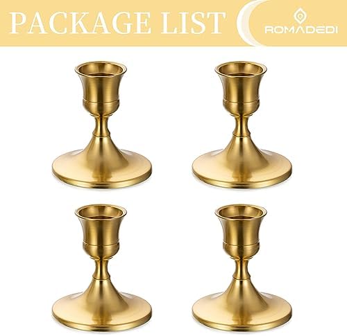 Romadedi Petite Chandelier Bougeoir Doré - Lot de 4 bougeères mariage Métal décoratifs pour bouges chandelles piliers noel décoration de la Maison l'entant de table moderne - Image 7