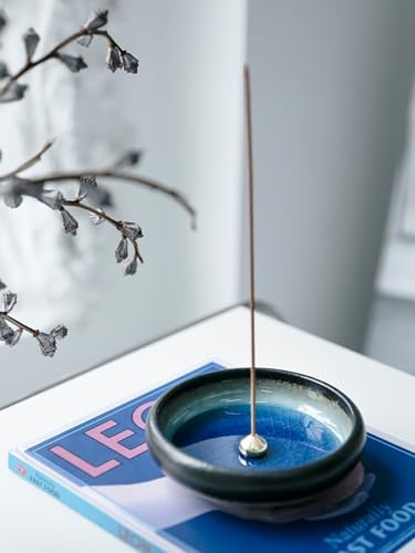 Beylab Encens Porte Support Palo Santo 3 en 1 Bruleur en Céramique pour rabat-t-il, Brûleur en Baton de, Sauge Bâtons Holder, Difffuseur soutient la décoration de la salle, Encensoir en Laiton AMOVIBLE - BLEU - Image 3