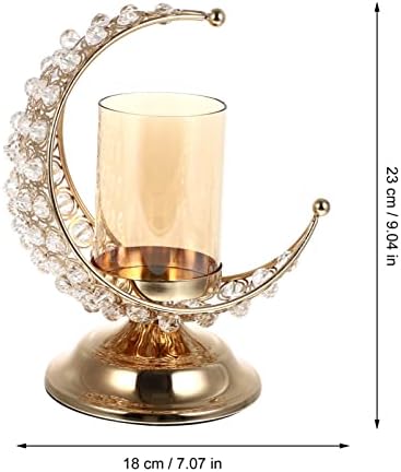 Bougeoir Pretyzoom Doré, Arabe, AU Motif de Lune, pour Eid Mubarak, Ramadan, en Métal, Verre, Ornation Musulman, Décoration de Salon, table - Image 3