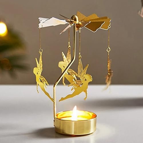 Bougeères rotatifs bougeoir rotatif bougeoir carroussel spinner chat Sur lune bougeoir rotatif pour bougie chauffe-plate pour la décoration de mariage de Noël - Image 2