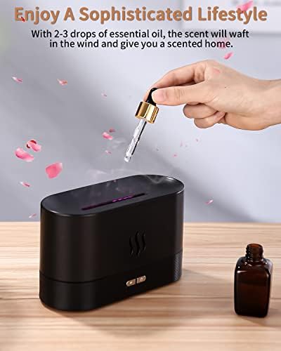 BIRSHE DIFFUSEUR D'HULILES Essentielles, 180ml 7 CouleUrs Avec Effet Flamme, Silencieux Humidificator Aromathérapie pour Bureau Yoga, Arête Automatique Sans Eau - Image 8