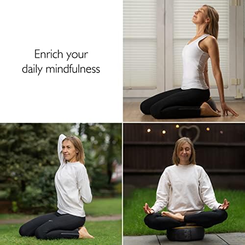 Sunshima Coussin Yoga et Méditation - Oreiller de Zafu, Sol Rond en Sarrasin Lavande Tissu Velours Luxueux AVEC JOLIE BORDURE DORÉE, BOîte Cadeau Sac Transport Fourre-Tout Gray Gray - Image 7