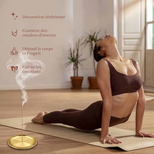 Vegcoo Porte Encens 6 en 1, Brûleur d'Encens en Lauton et Brosse, Support D'Encens de 14cm Avec Récupéraur de Cendres pour Salle de Yoga, Salle de Méditation, Salon - Image 6