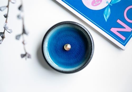 Beylab Encens Porte Support Palo Santo 3 en 1 Bruleur en Céramique pour rabat-t-il, Brûleur en Baton de, Sauge Bâtons Holder, Difffuseur soutient la décoration de la salle, Encensoir en Laiton AMOVIBLE - BLEU - Image 2