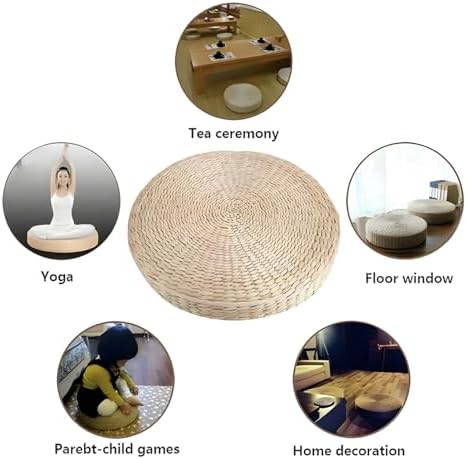 Ohhgo tapis de yoga doux 40 cm pouf rond tatami coussin de sol coussin de sol pelle tapis de méditation tapis de yoga doux - Image 3