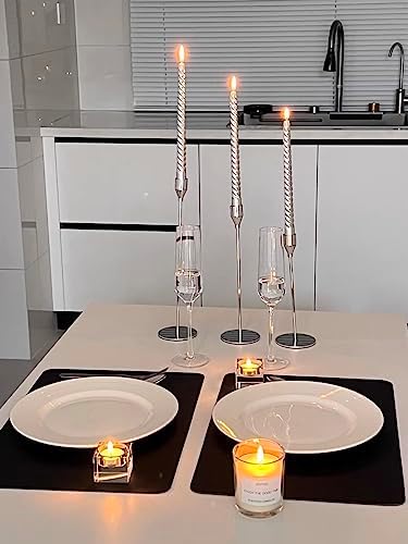 Lot de 6 bougeères coniques en argent candélabre pour bougies de 3/4 ", bougeères décoratives pour chimière, mariage, dîner aux chandelles, fête d'Aniversaire, décoration de table - Image 6