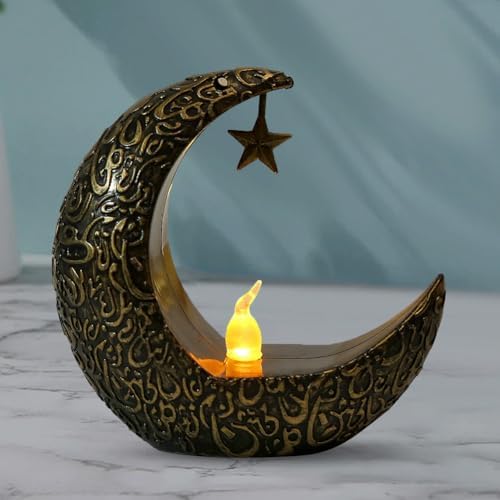 Bougie fiorky led en forme de lune pour Ramadan - Bougeoir décoratif alimenté par batterie - lustre électronique décoratif coule de table de maisonnette - Image 4