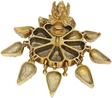 Artvarko Boîte en Lauton Ganesha Chopda Idol Ganpati Plusieurs Compartiments pour Kumkum Sindoor Vermillon Culte Ritual Cadeau de Mariage Dore 15,2 cm - Image 6