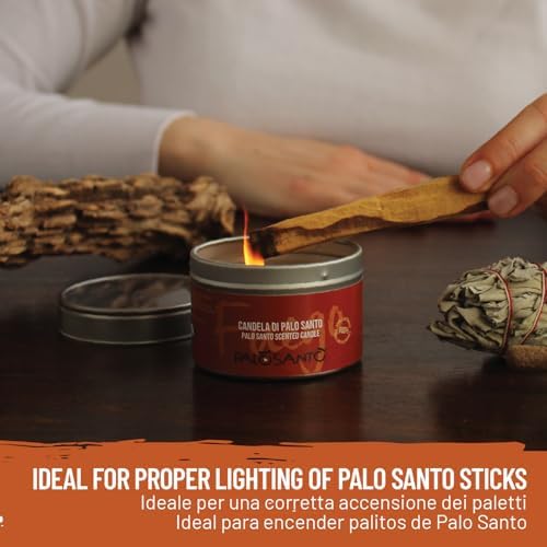 Palosanto - Bougie parfumee à l'Huile Essentiellle de Palo Santo et à la cire VÉGÉTALE - Bougie d'Encens - Idéal comme Parfum d'ambiance et purificator - Fabrique e à la Main en Italie - Image 4
