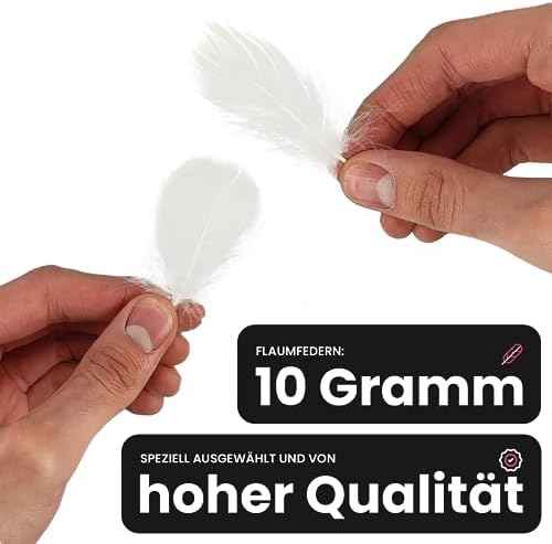 Netuno 150 Plumes Décoratifs Blanches 10g Plumes Duvetees DÉCORATIES PLUMES D'OISEAUX PLUMES Naturelles pour Loisirs Créatifs Bricolage DÉCORATION - Image 2