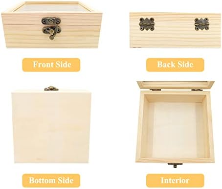 SPLDSUN Petite Boites Bois, Petites Boites Bois Carrée, Petite Boite A Bijoux Bois, AVEC Couvercle en Verre Transparent, pour Ranger Bijoux, fleurs, collations, Petits Objet (12 * 12 * 5 cm) - Image 5