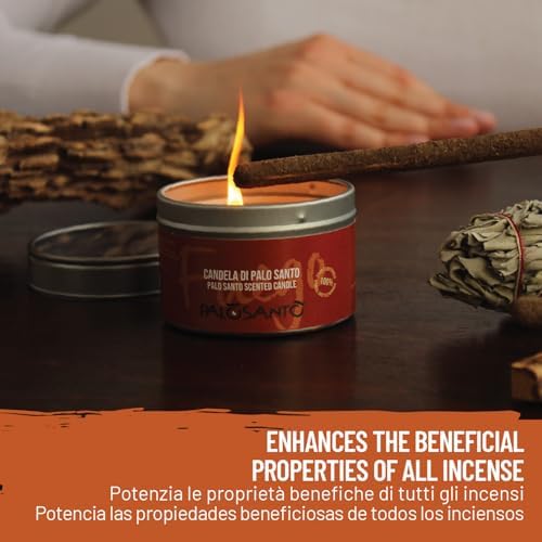 Palosanto - Bougie parfumee à l'Huile Essentiellle de Palo Santo et à la cire VÉGÉTALE - Bougie d'Encens - Idéal comme Parfum d'ambiance et purificator - Fabrique e à la Main en Italie - Image 5