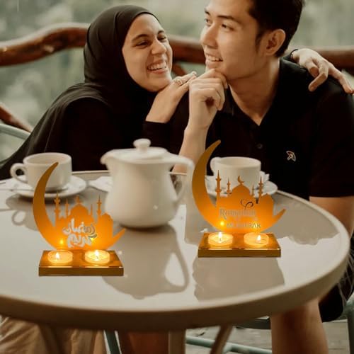 Qunkun Bougeoir, Décoration Ramadan Eid Mubarak, Lampe Diy Ramadan, Décor Eid Mubarak, Décoration de Table Eid Mubarak, Décoration Ramadan, Bougeoir Ramadan pour Cadeau Decoration de Musulm - Image 7