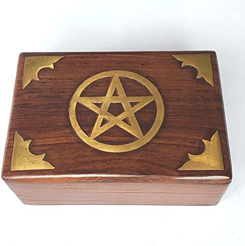 Pureté du pentagramme rectangle boîte en bois - stockage couler bijoux, bibelots, et toutes les choisit magiques