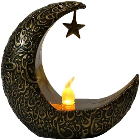 Bougie fiorky led en forme de lune pour Ramadan - Bougeoir décoratif alimenté par batterie - lustre électronique décoratif coule de table de maisonnette