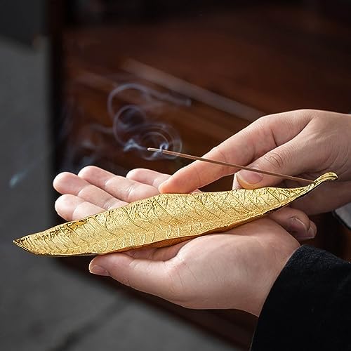 2PCS Porte-Encens, Betterjonny 21cm Porte-Encens en Forme de Feuille Porte-Bâtons d'Encens Support D'Encens Métallique Porte-Encens Avec Récupéré de Cendres pour la Maison Décoration - Image 4