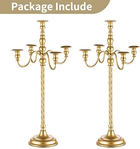 Nuptio Center de Table Chandeliers ou 5 bougies: 71cm set de 2 lustres de Sol Hauts, lustres en Métal Rétro pour la Maison Mariage Noël Halloween anniversaire - Image 6