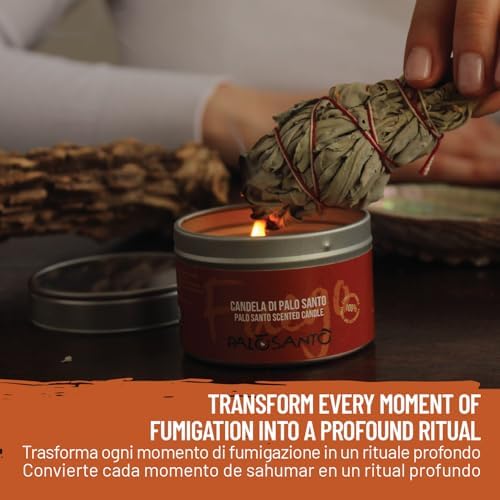 Palosanto - Bougie parfumee à l'Huile Essentiellle de Palo Santo et à la cire VÉGÉTALE - Bougie d'Encens - Idéal comme Parfum d'ambiance et purificator - Fabrique e à la Main en Italie - Image 6