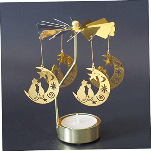 Bougeères rotatifs bougeoir rotatif bougeoir carroussel spinner chat Sur lune bougeoir rotatif pour bougie chauffe-plate pour la décoration de mariage de Noël - Image 3
