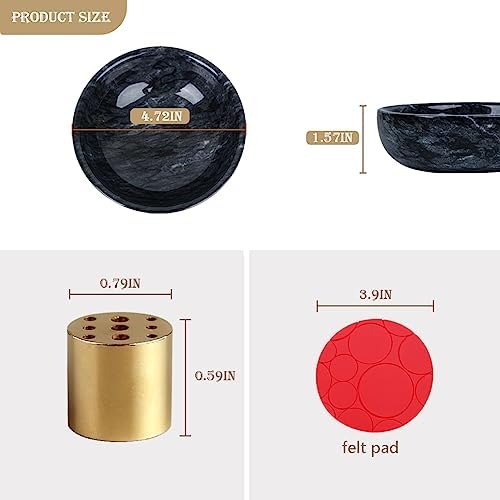 Siaparui Brûeur d'Encens en marbre naturel Avec 9 trous, Brûleur d'Encens Fait à la Main, idéal pour la méditation, Les Bavures, La Décoration, facile à Saisir (Noir) - Image 2