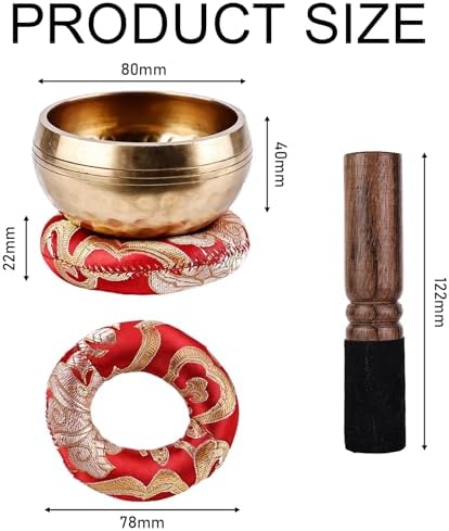 Bol chantant Tibétain, Diamantre: 8 cm, bol chantant de méditation, Avec Socle et Maille en Bois, coussin pour la méditation, le yoga, le chakra et la détente - Image 2