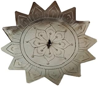 Bougeoir oriental en argent en forme d'hétoile en forme d'hétoile pour baptême, communion ou mariage ou table de décoration de table, Métal, tonnes argentes, 15 x 15 cm