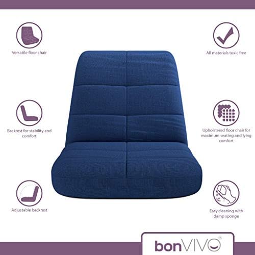 Bonvivo Easy Lounge Coussin de Sol AVEC Dossier, Fauteuil de Sol Rembourré et Réglable, chaise de Méditation Pleine pour Bureau et Bureau, Siège de Sol Avec Dossier Pratique, Bleu OU Gris - Image 5
