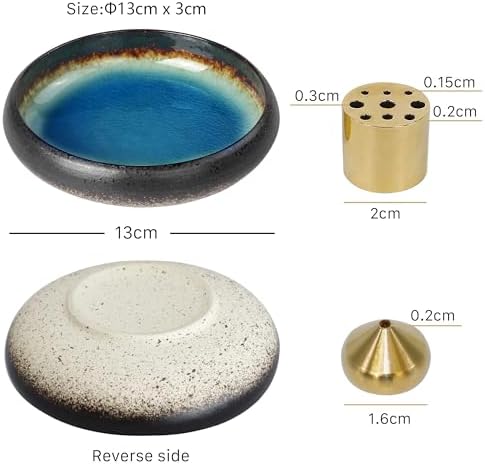 Beylab Encens Porte Support Palo Santo 3 en 1 Bruleur en Céramique pour rabat-t-il, Brûleur en Baton de, Sauge Bâtons Holder, Difffuseur soutient la décoration de la salle, Encensoir en Laiton AMOVIBLE - BLEU - Image 5