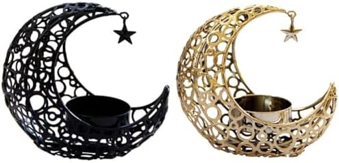 Bougeoir en forme de lune métallique avec conception de bassin profond pour une combustion sûre et uniforme (noir) - Image 2