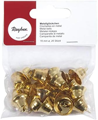 Rayher 2507206 Lot de 20 Cloches en Métal Doré 16 mm